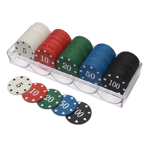 Pasdrucn 100pcs Pokerchips, Pokerkoffer, ABS Pokerchips Mit Transparentem Acrylbox, Geeignet für Kartentische, Partyspiele, Mahjong von Pasdrucn