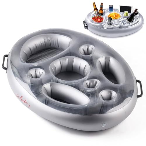 Pasdrucn Aufblasbarer Getränkehalter, Getränkehalter Pool, 8 Löcher Große Kapazität Aufblasbar Getränkehalter, Aufblasbar Pool Zubehör für Sommer Schwimmbad Party Pool Strand Mottoparty (A) von Pasdrucn