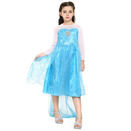 Katara 1099 - Frozen Elsa Eiskönigin Kleid Kostüm Verkleidung, Mädchen Kind, Fasching Karneval, Gr. 140/146, Blau von Katara