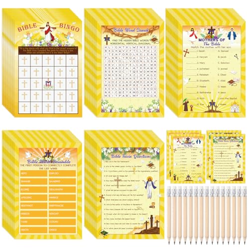 Pasimy Bibel-Trivia-Spiel, 25 Spieler, christliche Partyspiele, religiöse Trivia, Wortsuche, Scramble Bingo, Papierkarten für Ostern, Urlaub, Bibelschule, Sonntag, Kirche, Familie, Offener Tag, 149 Pasimy Bibel-Trivia-Spiel, 25 Spieler, christliche Partyspiele, religiöse Trivia, Wortsuche, Scramble Bingo, Papierkarten für Ostern, Urlaub, Bibelschule, Sonntag, Kirche, Familie, Offener Tag, 149 von Pasimy