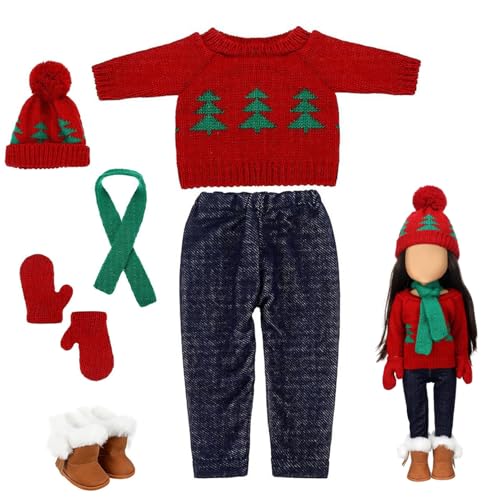 18 Zoll Puppenkleidung süße gestrickte amerikanische Puppenkleidung Weihnachten Winter -Outfit mit Schuhen, Pullovern, Hosen, Hut, Handschuhen und Schals für Weihnachtsdekor -Geschenke, Style 3, Deco von Pastoralist