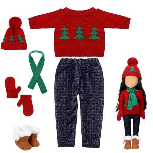 18 Zoll Puppenkleidung süße gestrickte amerikanische Puppenkleidung Weihnachten Winter -Outfit mit Schuhen, Pullovern, Hosen, Hut, Handschuhen und Schals für Weihnachtsdekoration, Style 3, Dekor von Pastoralist