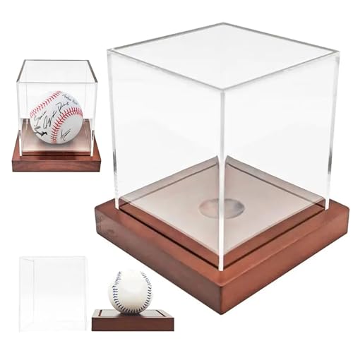 Baseball -Display -Hülle, Clear Acryl -Softball -Display -Hülle mit Wood Base Stand Championship Square Box für Golf Tennis Game Ball Baseball, Halter von Pastoralist