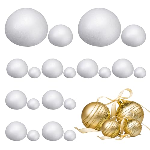 Bastelschaum, Polystyrolkugeln 20pcs Halbschaumkugel für Handwerksmittel 1, 97 und 3, 9 Zoll Dia Semicircle Styropor Bälle DIY für Weihnachten Kindergartenprojekt Kunstdekoration von Pastoralist