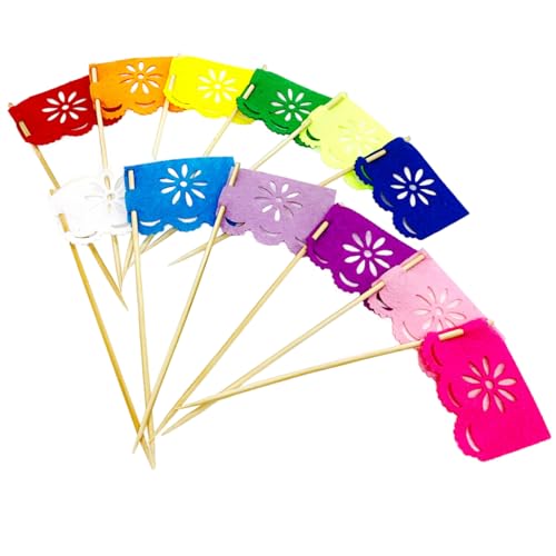Dekoration der mexikanischen Flaggen, Set von 24 PCs Mini Mexikanische Papiergewebe-Banner-Flaggen Dekoration, mehrfarbige Fiesta-Party-Dekorationen Fiesta-Kuchen-Top für Themenpartydekorationen von Pastoralist