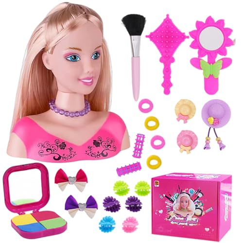 Doll Head für Friseurstyling 35pcs/Set Simuliertes Styling -Kopfpuppe für Kinder imaginativ und Make -up Lernen tun, um Spielzeug für Mädchen, Geschenke für Mädchen, Set 1, für Haare Kinder, HEA von Pastoralist