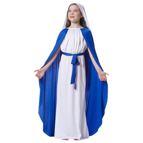 Frauen Jungfrau Maria Kostüm | Biblische Kostüme für Kinder, Jesus Kostüm umfasst einen Rock mit Umhang, weißem Kopftuch und Gürtel, religiöses Weihnachtskostüm für Weihnacht Cosplay Frauen Jungfrau Maria Kostüm | Biblische Kostüme für Kinder, Jesus Kostüm umfasst einen Rock mit Umhang, weißem Kopftuch und Gürtel, religiöses Weihnachtskostüm für Weihnacht Cosplay von Pastoralist