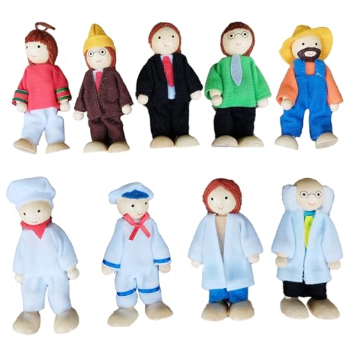 Hölzernpuppenhaus Menschen 9pcs realistische potenbare Mini-Puppenhaus-Leute Dress-Charaktere Bildungspuppenhaus Zahlen für das Spielen von Spielen im Alter von 18 Monaten, Weihnachtsdekoration, Weih Hölzernpuppenhaus Menschen 9pcs realistische potenbare Mini-Puppenhaus-Leute Dress-Charaktere Bildungspuppenhaus Zahlen für das Spielen von Spielen im Alter von 18 Monaten, Weihnachtsdekoration, Weih von Pastoralist