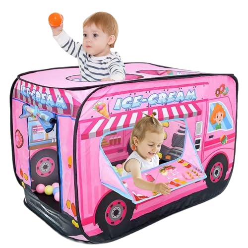 Kinder Pop -up Zelt Innenräume, 44x29.5x27,5 Zoll EIS Truck Kinder Spielen Zelt, Faltbare Pop -up -Kinderzelt für Mädchen von Pastoralist