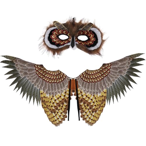 Owl Kostüm Kids Kids Halloween lebendiger Glatze Eagle Flügel mit Maske für Jungen Mädchen Einen Größe fits für die meisten Dress-up-Tierkostüme für Cosplay, Themenparty, Weihnachtsdekoration von Pastoralist