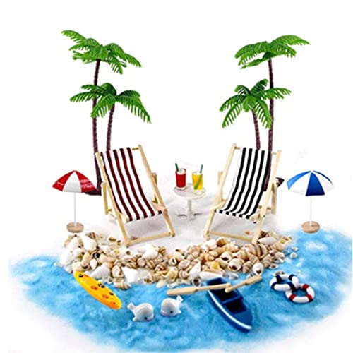 Pastoralist Beach Micro Landschaft, Puppenhauszubehör 18pcs/Set Miniatur Beach Set Miniatur -Sommer -Mikrolandschaft für Weihnachtspuppenhausdekoration von Pastoralist