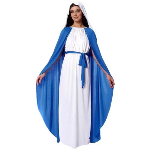 Pastoralist Jungfrau Maria Kostüm für Frauen, 1 religiöses Weihnachtskostüm mit Rock mit Cape, Kopftuch für Halloween (160-175 cm) von Pastoralist