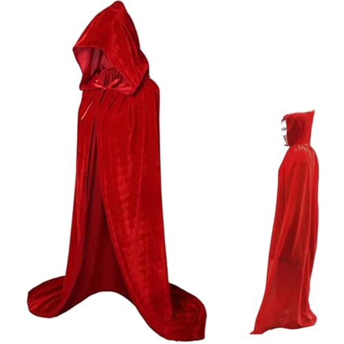Pastoralist Umhang mit Motorhaube, Vintage Velvet Poncho, Renaissance Halloween Hexenkostüm für Erwachsene Halloween Cosplay (130 cm) von Pastoralist