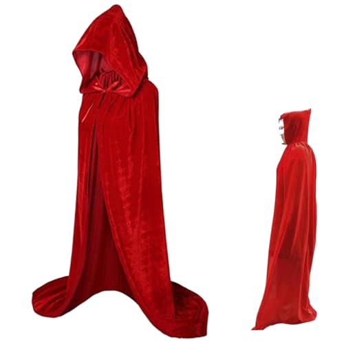 Pastoralist Umhang mit Motorhaube, Vintage Velvet Poncho, Renaissance Halloween Hexenkostüm für Erwachsene Halloween Cosplay (170 cm) von Pastoralist