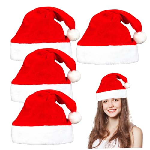 Pastoralist Weihnachtszubehör, Weihnachtsmann für Erwachsene 4pcs Plüsch Weihnachtsfeier rot und weiß für Kostümzubehör Weihnachtsparty Gefälligkeiten von Pastoralist
