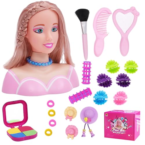 Puppenkopf für Haarstyling 35pcs/Set Simuliertes Styling -Kopfpuppe für Kinder imaginativ und Make -up Lernen tun, um Spielzeug für Mädchen, Geschenke für Mädchen, Set 3, Weihnachtsdekorationen zu sp von Pastoralist