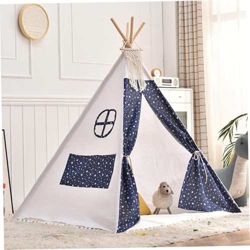 Teepee Zelt für Kinder Sternenmuster Kinder Spielen Zelt mit Türvorhang & Skylight 31.5 x 31, 5 x 43 Zoll Baumwollbeinkind mit Quasten für Innenräume, Innen, für von Pastoralist