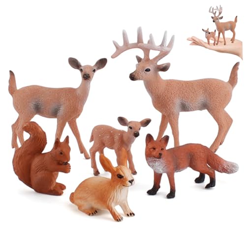Waldtiere Figuren, 6pcs realistische Plastiktierfiguren, Lernen von Bildungsminiaturtieren für Wissenschaftsprojekte Kuchen Topper Geburtstagsfeier Gunst Geschenke, Weihnachtsdekorationen von Pastoralist