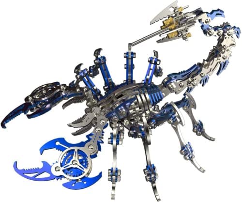 3D Metal Puzzle, 200 Teile Mechanisches Scorpion King 3D Metall Puzzle Modellbausatz, Edelstahl Mechanische Insekten Tier Modell, 3D Puzzle Metall DIY Ornament Geschenke für Erwachsene Kinder (Blau) von Pasyru