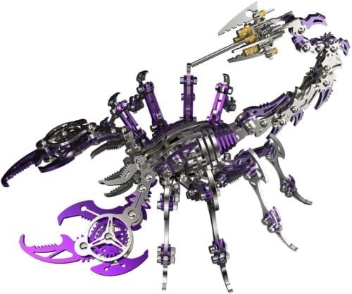 3D Metal Puzzle, 200 Teile Mechanisches Scorpion King 3D Metall Puzzle Modellbausatz, Edelstahl Mechanische Insekten Tier Modell, 3D Puzzle Metall DIY Ornament Geschenke für Erwachsene Kinder (Lila) von Pasyru