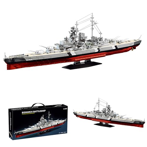 Bismarck Schlachtschiff Bausteine Bausatz, 2686 Teile Military WWII Deutsches Militär Kriegsschiff Marine-Schlachtschiff Modell, MOC Klemmbausteine Militär Modellbausatz, Geschenkbauset für Erwachsene von Pasyru