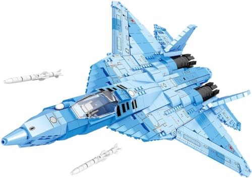 Pasyru Kämpfer Bausteine Set, SU-57 Kampfflugzeug Jet Bausteine Spielzeug, 1456 Stück Kämpfer Display Modell, Bausteinflugzeugspielzeug für Kinder und Erwachsene (88016) von Pasyru