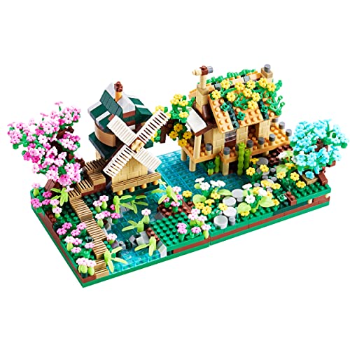 Kirschblüte Baumhaus Bausteinset, Windmühlen Haus Modellbausteine, Modular Architektur Spielzeug Sakura Baumhaus Bausatz für Erwachsene und Kinder von Pasyru