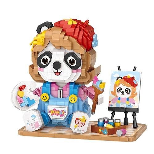 Pasyru Panda Bausteine Bausatz, 1130 Teile Panda Künstler Bausteine Modellbausatz, Micro Bausteine Panda Spielzeug, Kreative Geschenke für Kinder und Erwachsene (8119) von Pasyru