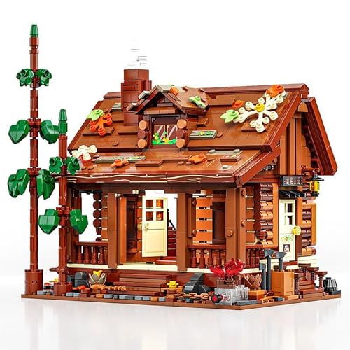 Pasyru Holzhütte Bausteine Bausatz, 1969 Teile Modular Modell Haus Bausätze, MOC Klemmbausteine Architektur Modellbausatz, Geschenk für Kinder und Erwachsene (T2143) von Pasyru