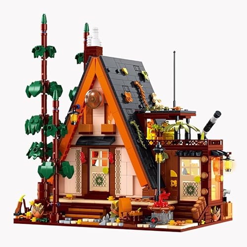 Pasyru Holzhütte Bausteine Bausatz, 1969 Teile Modular Modell Haus Bausätze, MOC Klemmbausteine Architektur Modellbausatz, Geschenk für Kinder und Erwachsene (T2144) von Pasyru