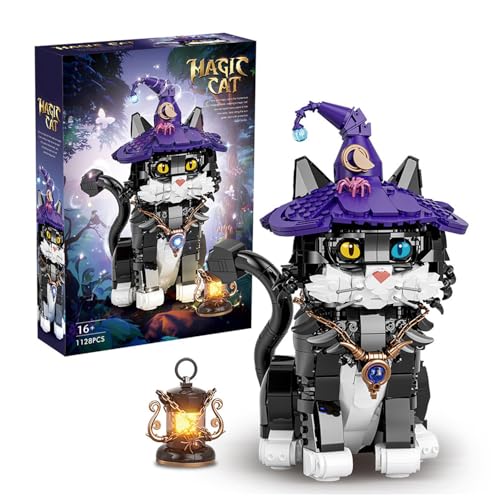 Pasyru Magische Katze Bausteine Spielzeug Kit, 1128 Teile Klemmbausteine Modular Spielzeug Modell, DIY Kreatives Architektur Modellbausatz, Geschenk für Kinder und Erwachsene von Pasyru