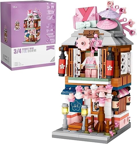 Modular Haus Architektur Modell, 418 Teile Modular Japanese Kimono-Shop Architektur Modellbausatz, Puppenhaus Miniatur DIY Kit für Kinder, Modular Building von Pasyru