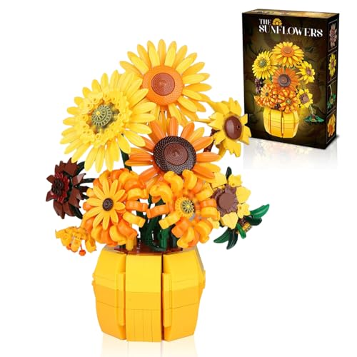 Pasyru Sonnenblume Bausteine Bausatz, 1009 Teile Kunstblumen Klemmbausteine Modell Kit, DIY Bauspielzeugsets Sonnenblumen-Topf Strauß Pflanzen-Kits, Pflanze Home Deko, Blumenstrauß Spielzeug Pasyru Sonnenblume Bausteine Bausatz, 1009 Teile Kunstblumen Klemmbausteine Modell Kit, DIY Bauspielzeugsets Sonnenblumen-Topf Strauß Pflanzen-Kits, Pflanze Home Deko, Blumenstrauß Spielzeug von Pasyru