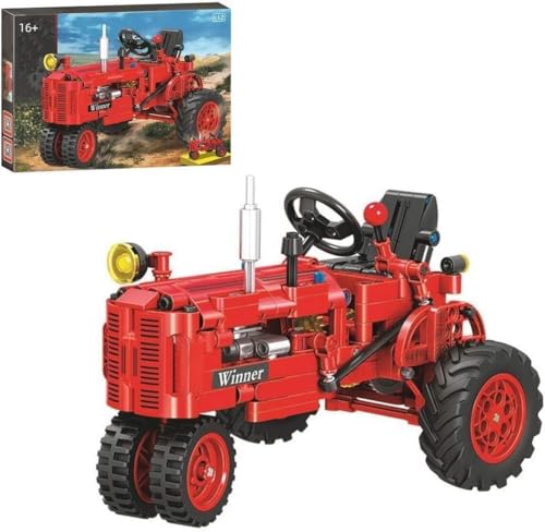 Pasyru Technik Klassisch Traktor Bausteine, 302 Teile Retro Traktor Klemmbausteine Bausatz Modell, MOC Bausteine Spielzeug Modellbausatz, Kompatibel mit Großen Marken von Pasyru