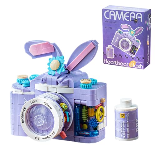 Technik Kamera Bausteine Bausatz, 558 Teile Retro Kamera Bausteine Modellbausatz, Klassische Kamera Klemmbausteine Spielzeug, Geschenk für Teenager Kinder und Erwachsene (Lila) von Pasyru