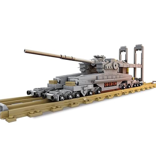 Technik Militär Panzer Bausteine Modellbausatz, 628 Teile Deutsch Dora Kanone Eisenbahngeschütz Panzer Bausteine Set, Army Tank Konstruktionsspielzeug Modellbausatz, Kompatibel mit Andere Marken von Pasyru