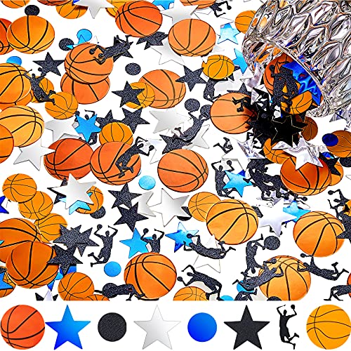 400 Stücke Basketball Konfetti Schwarz Basketball Spieler Konfetti Glitzernder Stern Konfetti Pailletten Runde Konfetti Pailletten zum Geburtstag, Baby Shower, Basketball Thema Party von Patelai