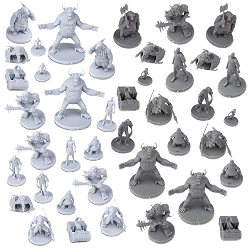 Path Gaming 40 Miniatur-Monster-Fantasy-Tisch-RPG-Figuren für Dungeons and Dragons, Pathfinder-Rollenspiele. 28 mm skalierte Miniaturen, 10 einzigartige Designs, unlackiert, ideal für D&D/DND von Path Gaming