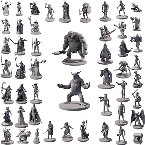 Path Gaming 50 einzigartige Miniaturen Fantasy Tabletop RPG Figuren für Dungeons and Dragons, Pathfinder Rollenspiele. 28 mm skalierte Miniaturen, 50 einzigartige Designs, Bulk unlackiert, ideal für von Path Gaming