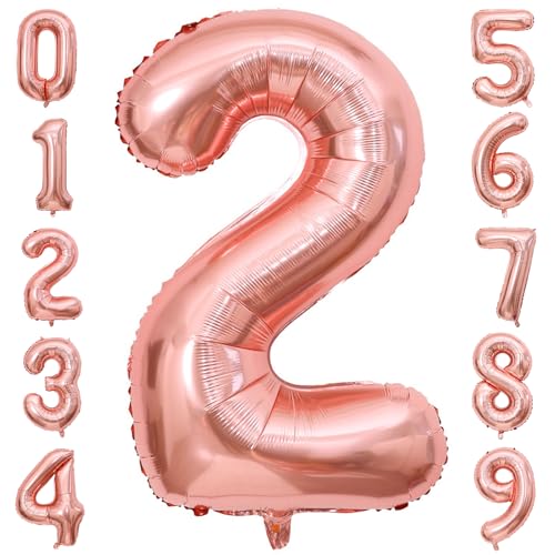 PatiCool Zahlen Luftballon 2 Rosegold, 100cm - 40 Zoll Luftballons Geburtstag, XXL Riesen Folienballon 2 Rosegold Geburtstagsdeko, Helium Ballons Zahlen für Kinder, Junge, Mädchen PatiCool Zahlen Luftballon 2 Rosegold, 100cm - 40 Zoll Luftballons Geburtstag, XXL Riesen Folienballon 2 Rosegold Geburtstagsdeko, Helium Ballons Zahlen für Kinder, Junge, Mädchen von PatiCool