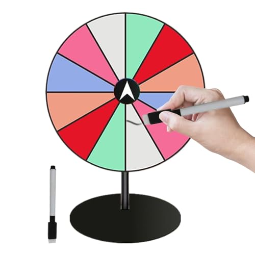 Patifirst 12 Slots Prize Wheel, Preisträger Spinner mit Stand | Tabletop Roulette Spinner 12 Slots - Glücksspielzeug mit trockenem Löschmarker, Hochleistungsbasis für die engagierten Partys zu Hause von Patifirst
