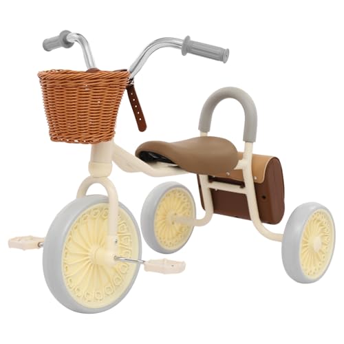Dreirad für Kinder von 2 bis 6 Jahren mit Pedalen,Tragfähigkeit 30kg,Sitzhöhe 30cm,Kinderdreirad mit Korb Kleinkind City Dreirad für Kinder,73 * 43 * 55cm (Braun) von PattenlLevi