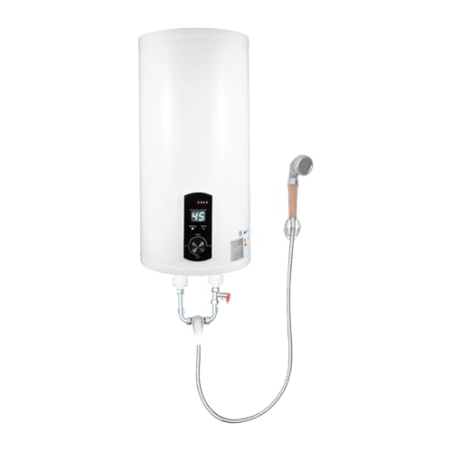 PattenlLevi Elektrischer Tank-Wassererhitzer, 2000W 0.7MPA,mit Handbrause,Vertikal/Horizontal Elektrospeicher Digitalanzeige Warmwasserspeicher für Küchen, Badezimmer,35L/50L/60L/70L ((Vertikal) 60L) von PattenlLevi