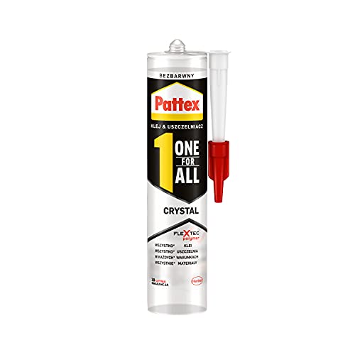 Pattex One for All Crystal, glasklarer Glas- und Spiegelkleber, hochwertiger farbloser Dichtstoff, starker Montagekleber für verschiedene Materialien, 1x290g Kartusche Pattex One for All Crystal, glasklarer Glas- und Spiegelkleber, hochwertiger farbloser Dichtstoff, starker Montagekleber für verschiedene Materialien, 1x290g Kartusche von Pattex