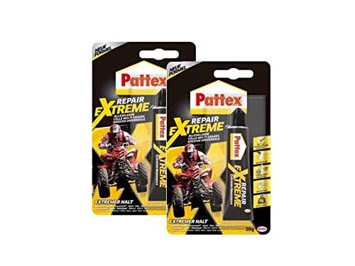 Pattex Repair Extreme, nicht-schrumpfender und flexibler Alleskleber, temperaturbeständiger Reparaturkleber, starker Kleber für innen und außen, 2x20g Tube von Pattex