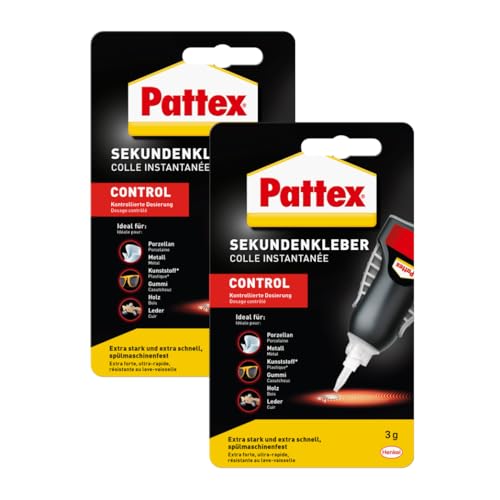 Pattex Sekundenkleber Matic, 2x3 g Flüssigkleber für extra schnelle, starke und flexible Sofortreparaturen im Haushalt, spülmaschinenresistent Pattex Sekundenkleber Matic, 2x3 g Flüssigkleber für extra schnelle, starke und flexible Sofortreparaturen im Haushalt, spülmaschinenresistent von Pattex