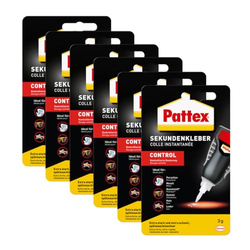 Pattex Sekundenkleber Matic, 6x3 g Flüssigkleber für extra schnelle, starke und flexible Sofortreparaturen im Haushalt, spülmaschinenresistent Pattex Sekundenkleber Matic, 6x3 g Flüssigkleber für extra schnelle, starke und flexible Sofortreparaturen im Haushalt, spülmaschinenresistent von Pattex