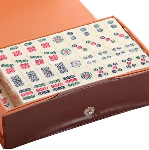 Paucator Mini Mahjong Set Reise Mahjong Spielset Beige Color mit Box Chinese Mah Jong Set Mayong Spiele Set von Paucator
