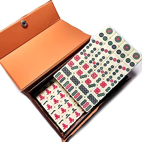Paucator Mini Mahjong Set für Reise Mahjong Spielset Beige Color mit Box Chinese Mah Jong Set Mayong Spiele Set von Paucator