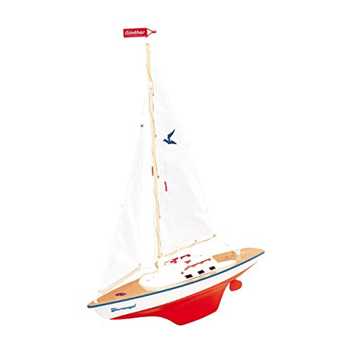 GÜNTHER FLUGSPIELE 1810 - Segelboot Sturmvogel, kleine Segeljacht für Hobbysegler und Sammler, ca. 55 x 67 cm groß, hochwertig gefertigt und segelfertig montiert von GÜNTHER FLUGSPIELE